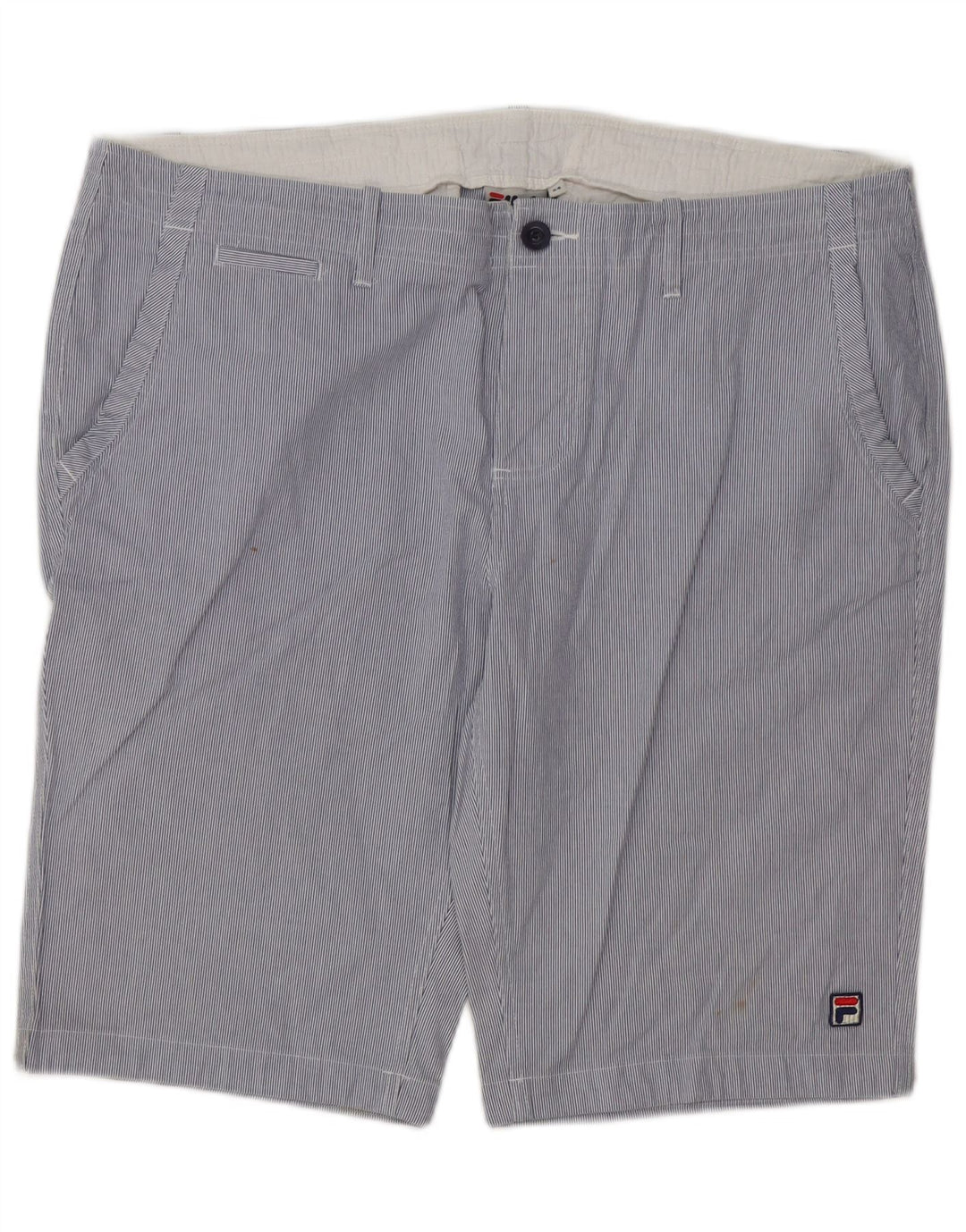 Fila Mens Chino Shorts IT 54 2XL W40  Blue Pinstripe Cotton