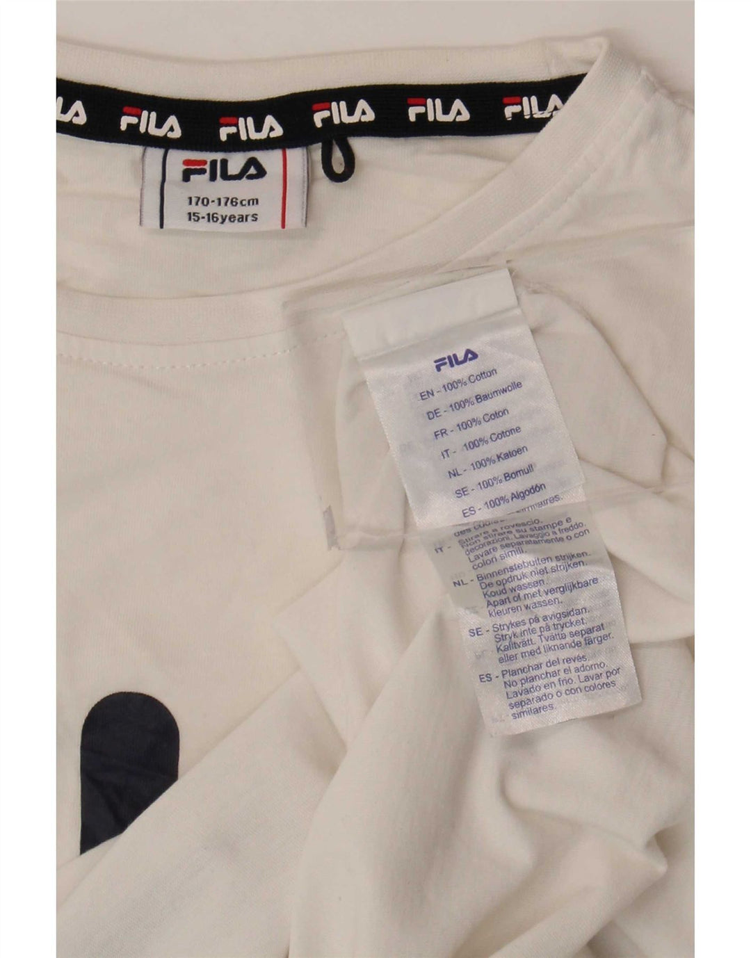 Fila Boys Graphic T-Shirt Top 15-16 Years White Cotton