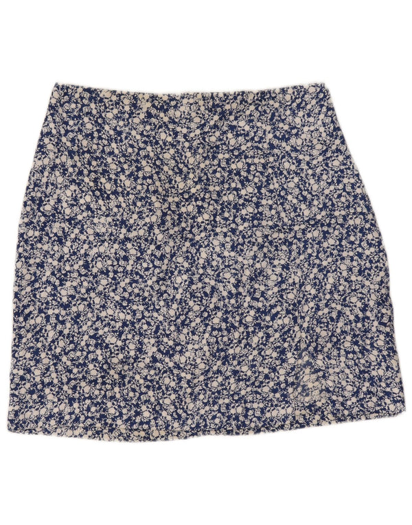 Zara Womens Mini Skirt Small W26 Blue Floral Polyester