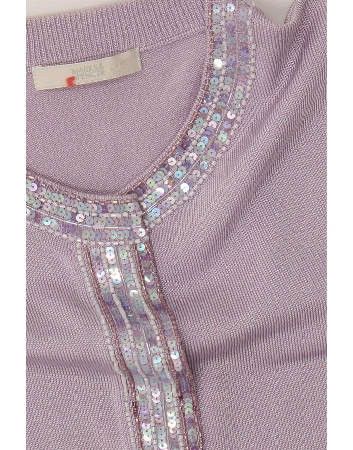 Marks & Spencer Womens Cardigan Sweater UK 10 Small Purple