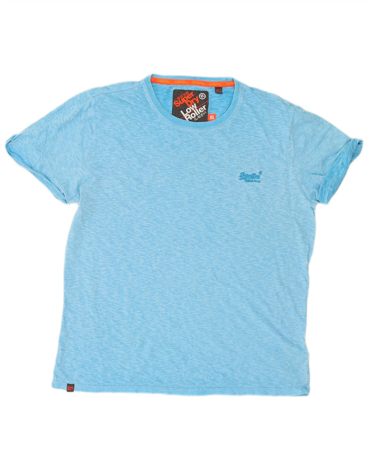 Superdry Mens T-Shirt Top XL Blue Flecked Cotton
