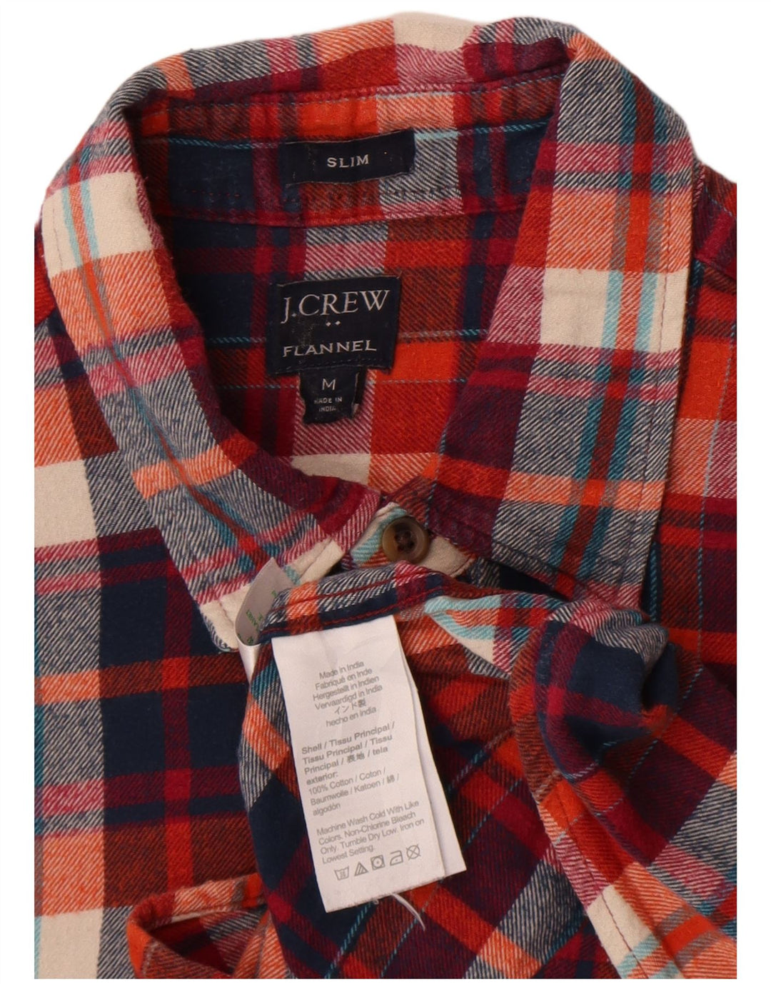 J. Crew Mens Slim Flannel Shirt Medium Red Check Cotton