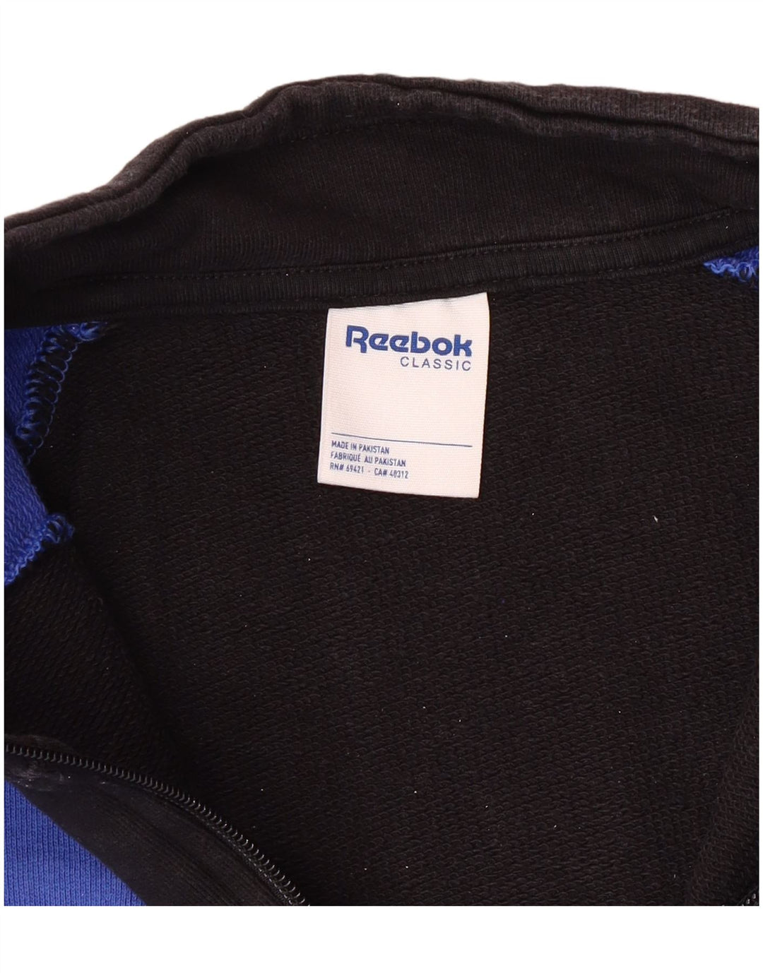 Reebok Mens Graphic 1/4 Zip Sweatshirt Jumper Medium Blue Cotton