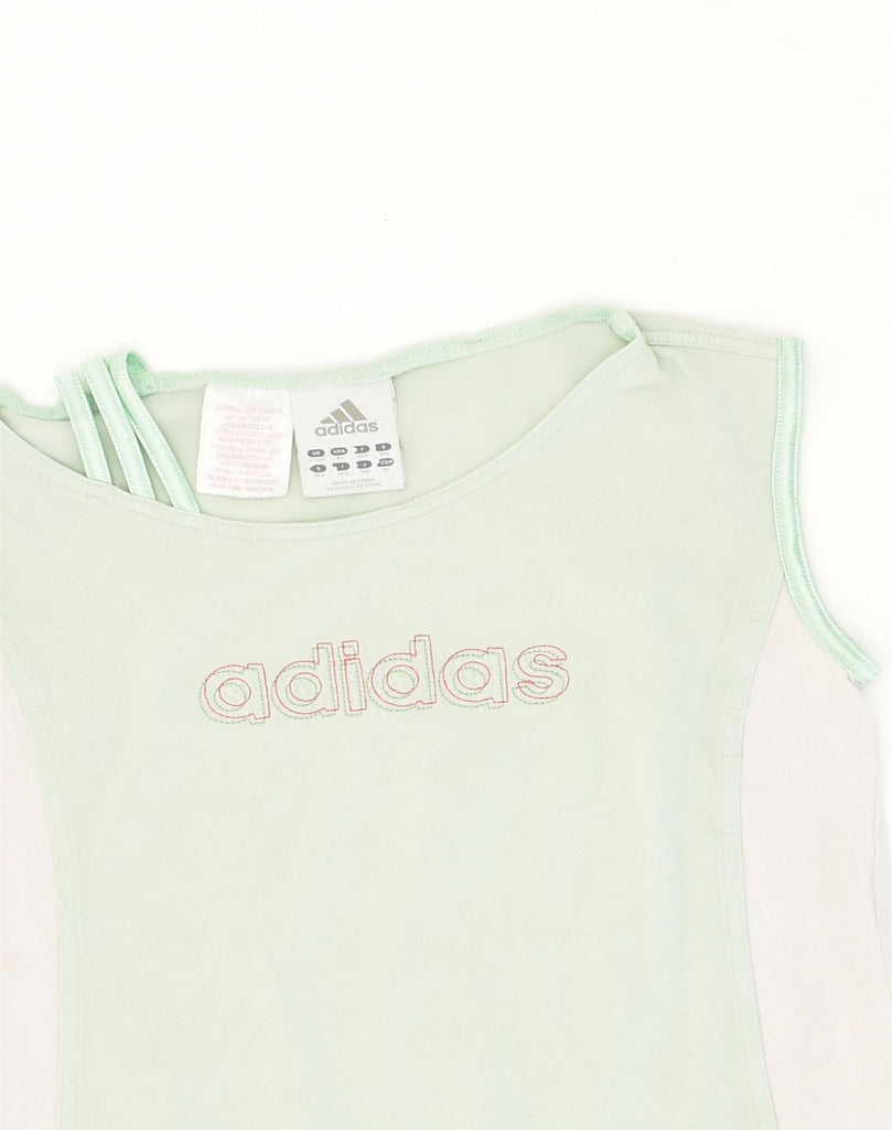 ADIDAS Girls Graphic Vest Top 13-14 Years Green Colourblock Cotton | Vintage Adidas | Thrift | Second-Hand Adidas | Used Clothing | Messina Hembry 