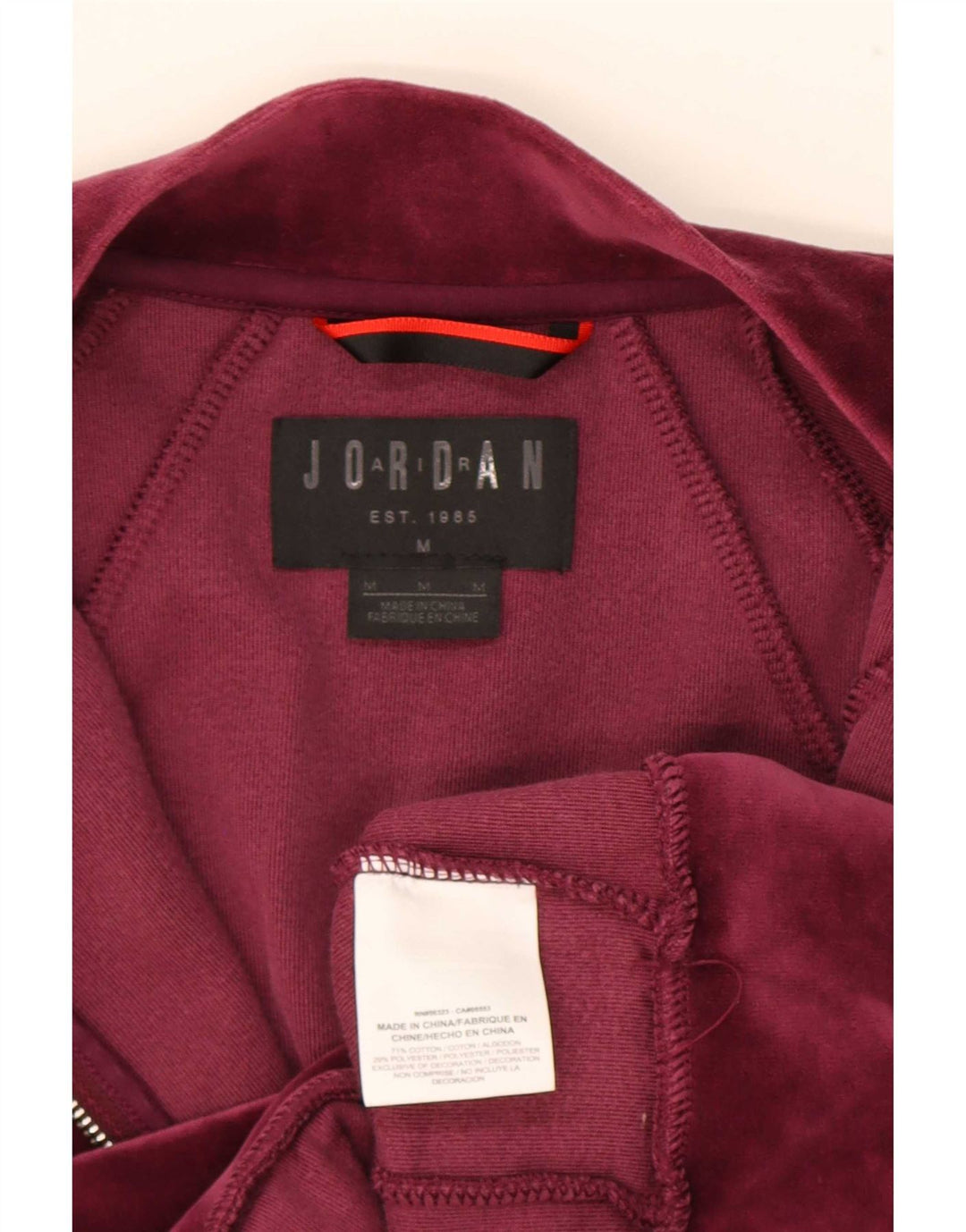 Jordan Mens Tracksuit Top Jacket Medium Burgundy Cotton