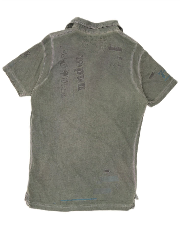 Diesel Mens Graphic Polo Shirt Medium Green Cotton