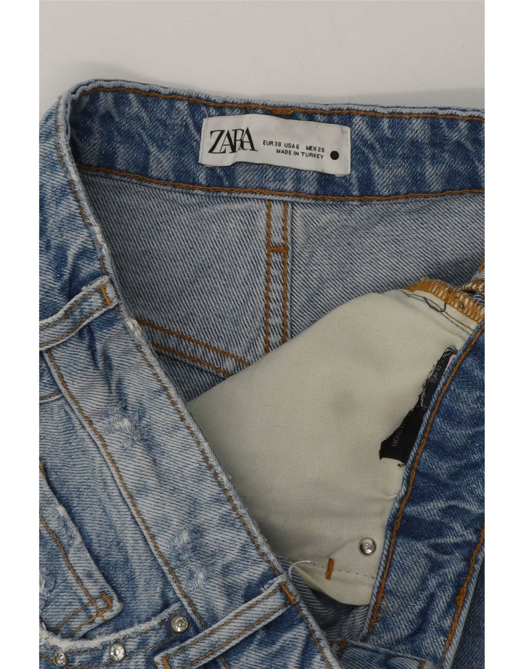 Zara Womens Denim Shorts EU 38 Small W28 Blue