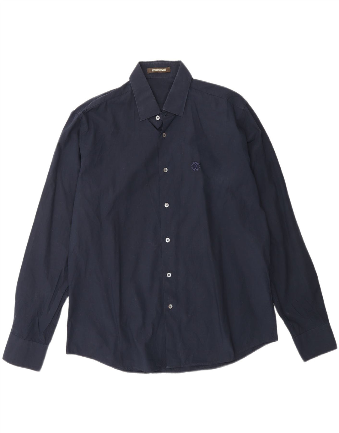 ROBERTO CAVALLI Mens Shirt Size 43 17 XL Navy Blue Vintage Roberto Cavalli and Second-Hand Roberto Cavalli from Messina Hembry 