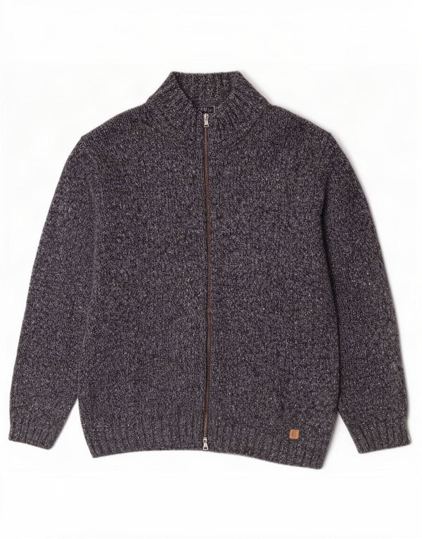 Conte of Florence Mens Full Zip Cardigan Sweater XL Navy Blue Flecked