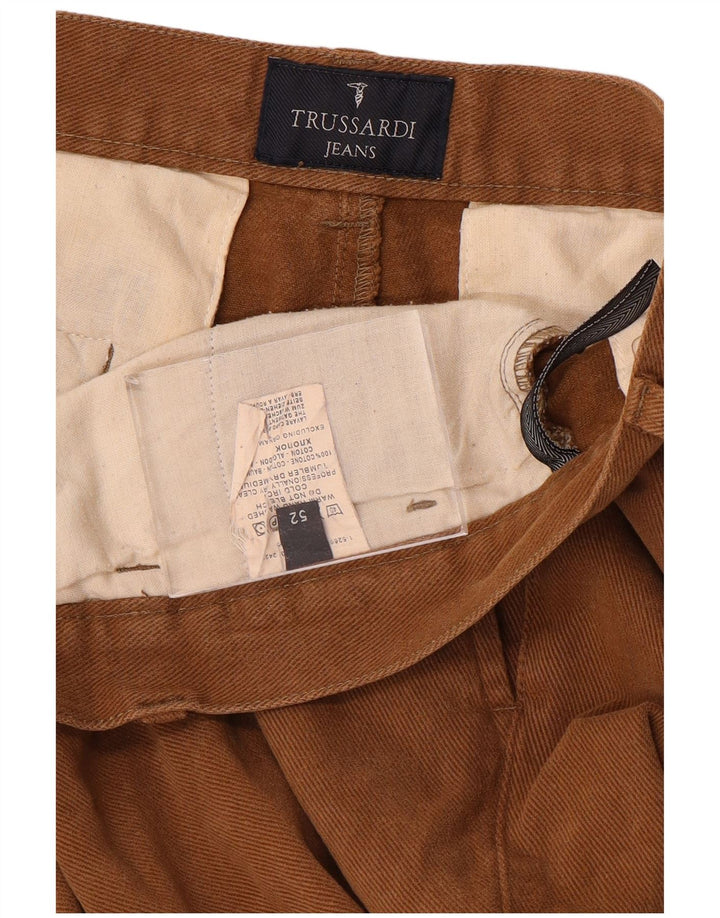 TRUSSARDI Mens Straight Chino Trousers IT 52 XL W34 L31 Brown Cotton