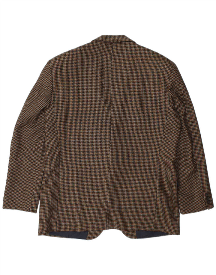 Cacharel Mens 2 Button Blazer Jacket IT 52 XL Brown Houndstooth Wool