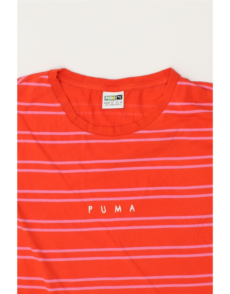 PUMA Mens Graphic T-Shirt Top Large Red Striped Cotton | Vintage Puma | Thrift | Second-Hand Puma | Used Clothing | Messina Hembry 