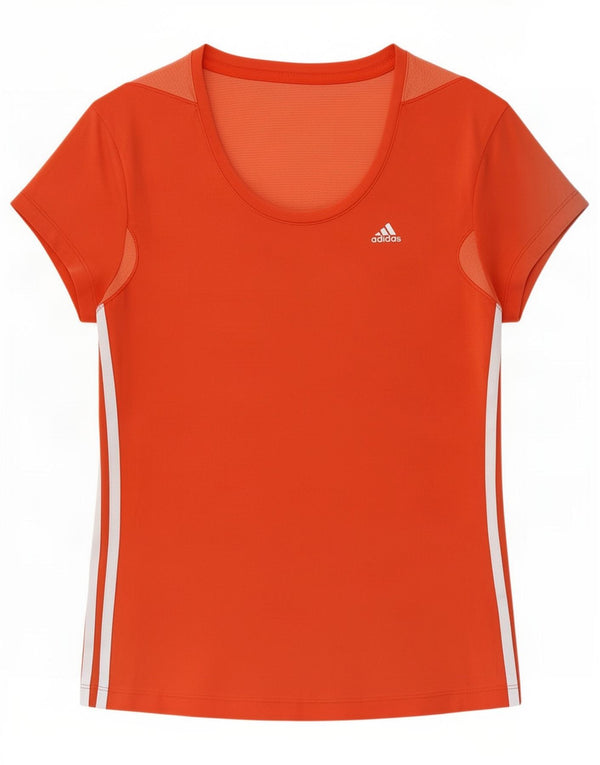 Adidas Womens T-Shirt Top UK 10 Small Orange Nylon