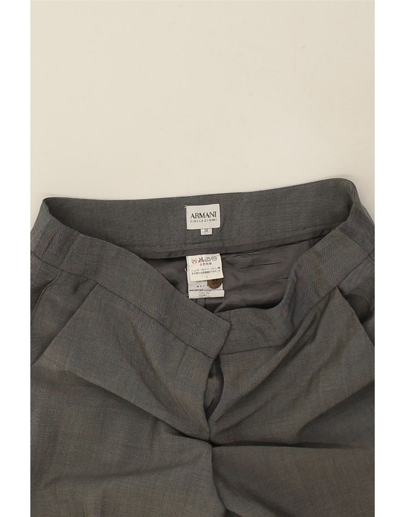 ARMANI Womens Straight Casual Trousers EU 38 Medium W32 L29 Grey Viscose | Vintage Armani | Thrift | Second-Hand Armani | Used Clothing | Messina Hembry 