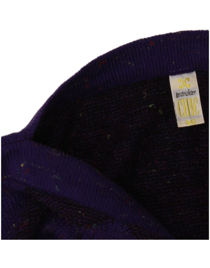 CHIC Womens Boat Neck Jumper Sweater EU 46 XL Purple Geometric