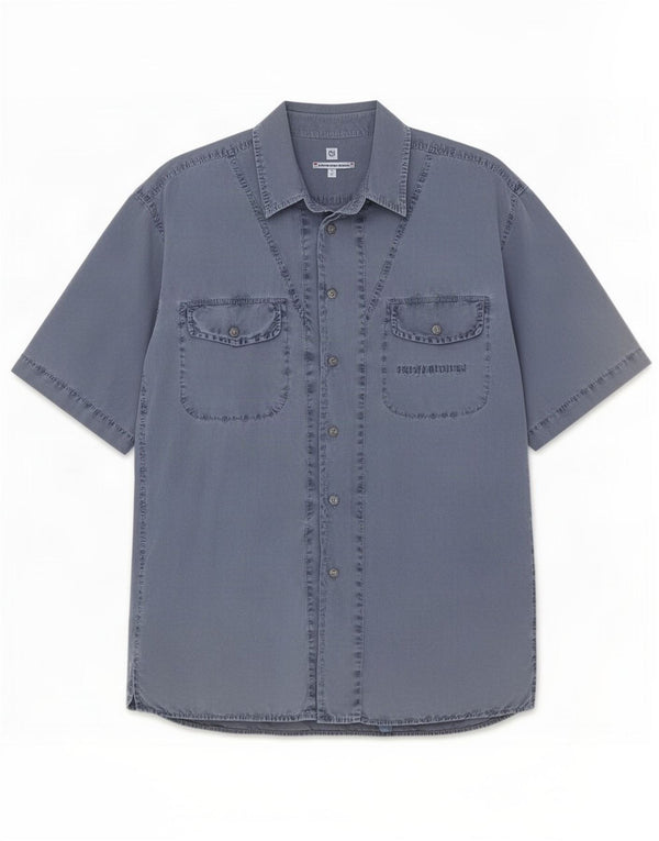 Armata Di Mare Mens Short Sleeve Shirt IT 50 Medium Blue Cotton