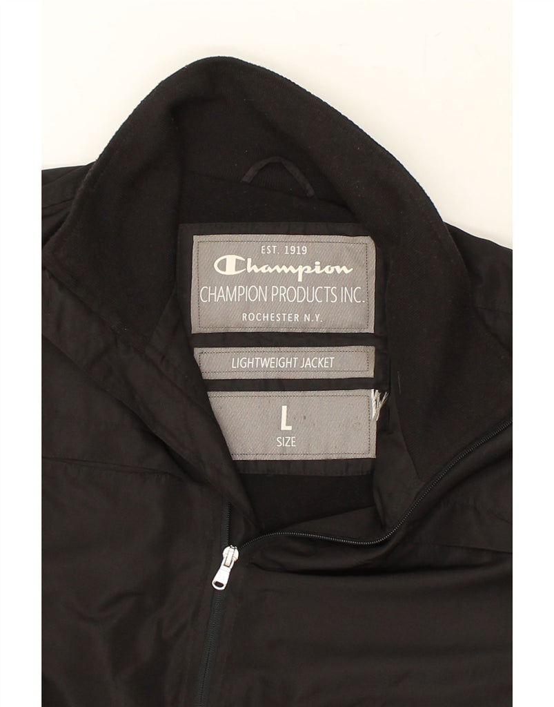 CHAMPION Mens Bomber Jacket UK 40 Large Black Polyester | Vintage Champion | Thrift | Second-Hand Champion | Used Clothing | Messina Hembry 