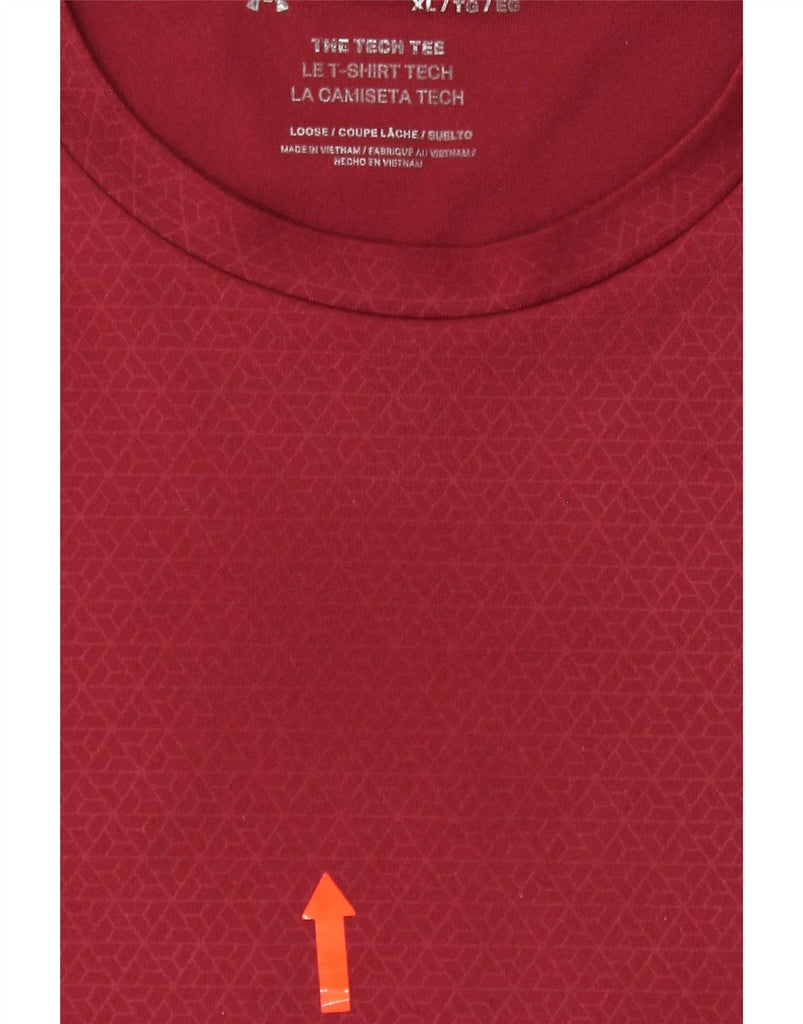 UNDER ARMOUR Mens T-Shirt Top XL Burgundy Geometric Polyester Vintage Under Armour and Second-Hand Under Armour from Messina Hembry 