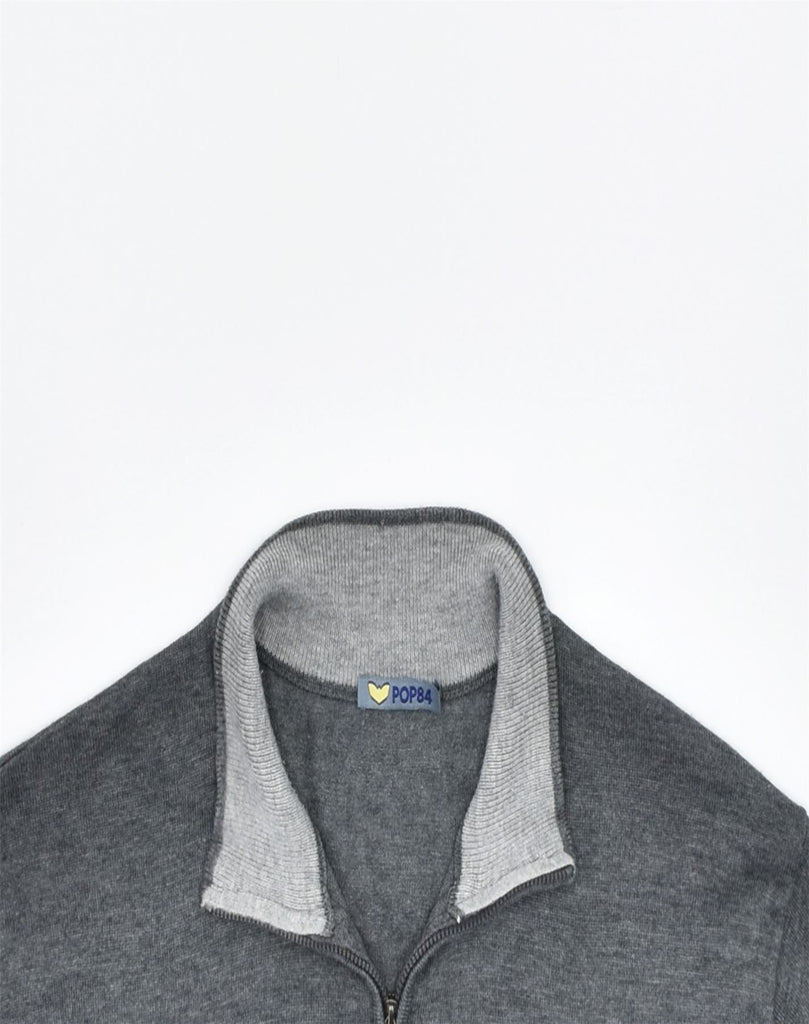 POP 84 Mens Zip Neck Jumper Sweater XL Grey | Vintage | Thrift | Second-Hand | Used Clothing | Messina Hembry 