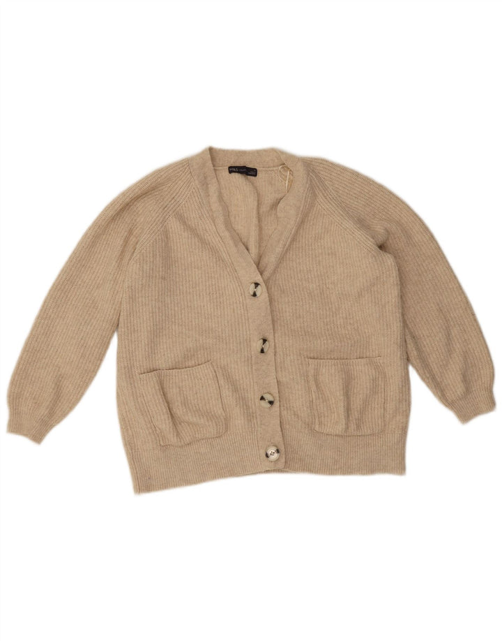 Marks & Spencer Womens Cardigan Sweater UK 16 Large Beige Acrylic