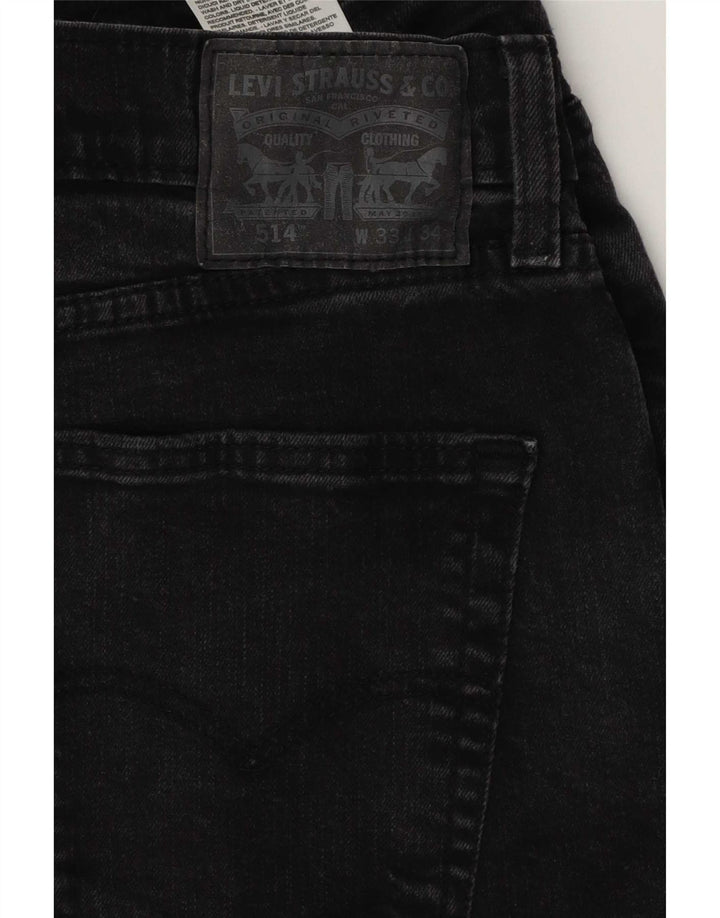 Levi's Mens 514 Straight Jeans W33 L34 Black Cotton