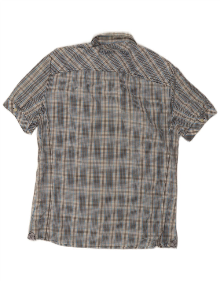 PEPE Jeans Mens Slim Fit Short Sleeve Shirt Medium Blue Check Cotton
