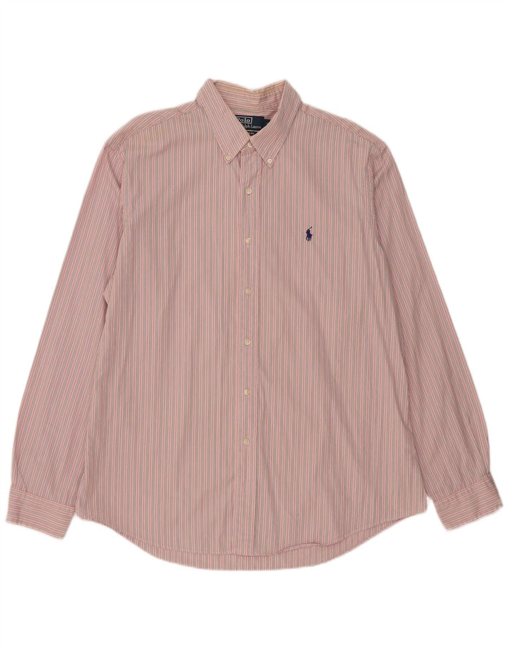 Polo Ralph Lauren Mens Custom Fit Shirt XL Pink Striped Cotton Classic