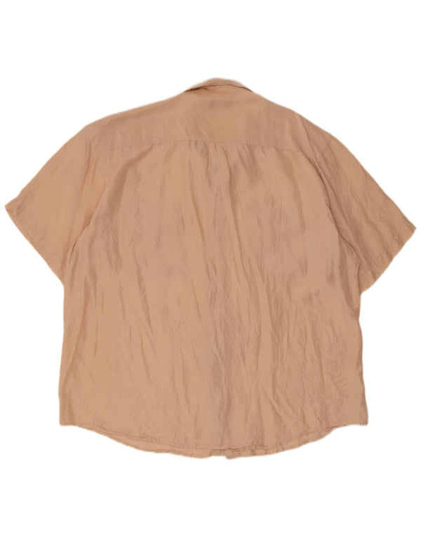 Pura Seta Mens Short Sleeve Regular Fit Shirt XL Beige Silk