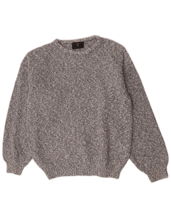Ivy Oxford Mens Crew Neck Jumper Sweater Medium Grey Flecked Cotton