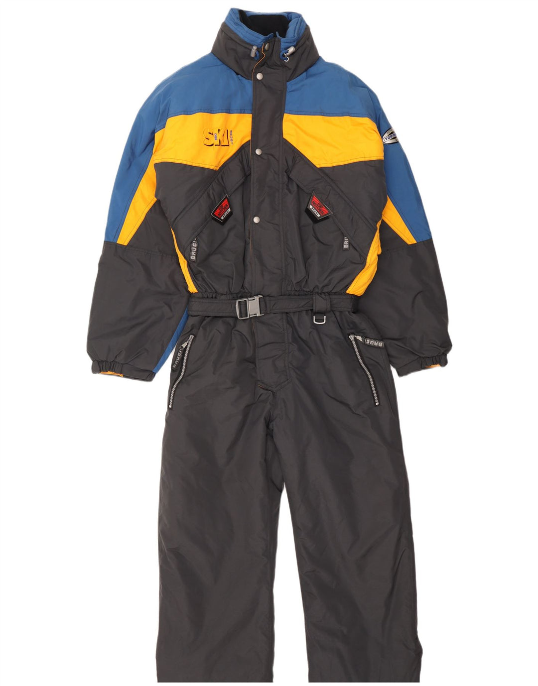 Brugi Mens Hooded Ski Jumpsuit IT 54 2XL  Grey Colourblock Polyamide