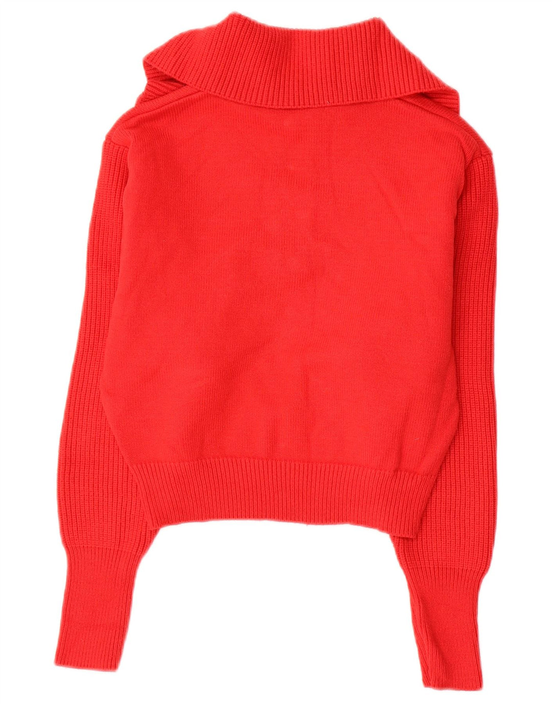 ZARA Womens Crop Zip Neck Jumper Sweater UK 14 Medium Red Viscose