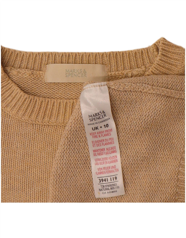 Marks & Spencer Womens Oversized Boat Neck Jumper Sweater UK 10 Small Beige