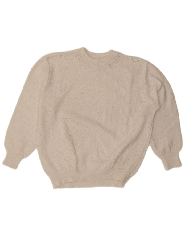 Vintage Womens Crew Neck Jumper Sweater UK 18 XL White
