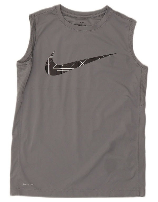 Nike Boys Dri Fit Graphic Vest Top 12-13 Years Large Grey Polyester
