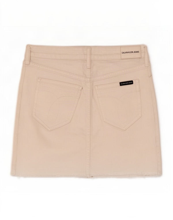 Calvin Klein Jeans Womens Graphic Mini Skirt W26 Small White Cotton