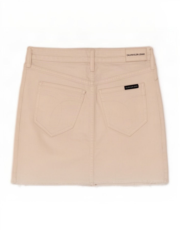 Calvin Klein Jeans Womens Graphic Mini Skirt W26 Small White Cotton