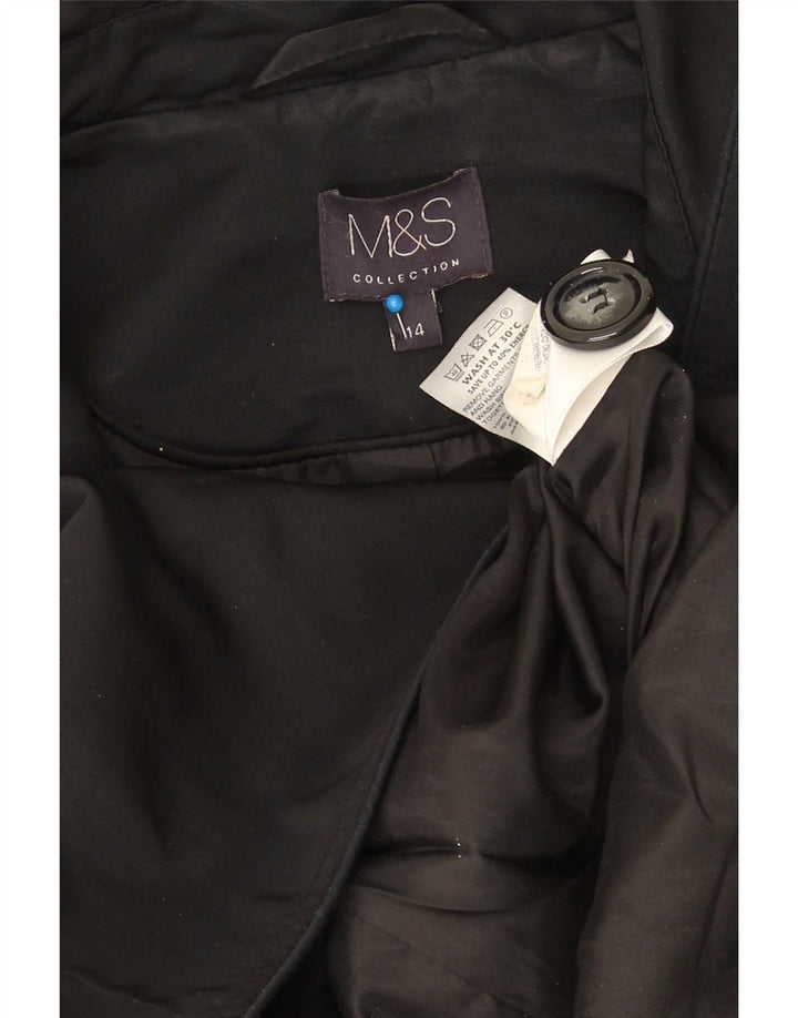 Marks & Spencer Womens Trench Coat UK 14 Large Black Polyester