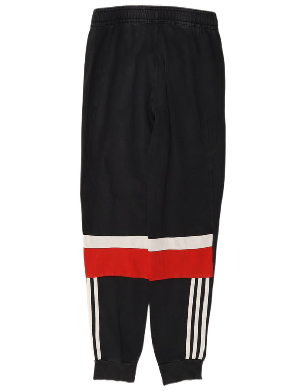 Adidas Boys Tracksuit Trousers Joggers 13-14 Years Black Colourblock Cotton