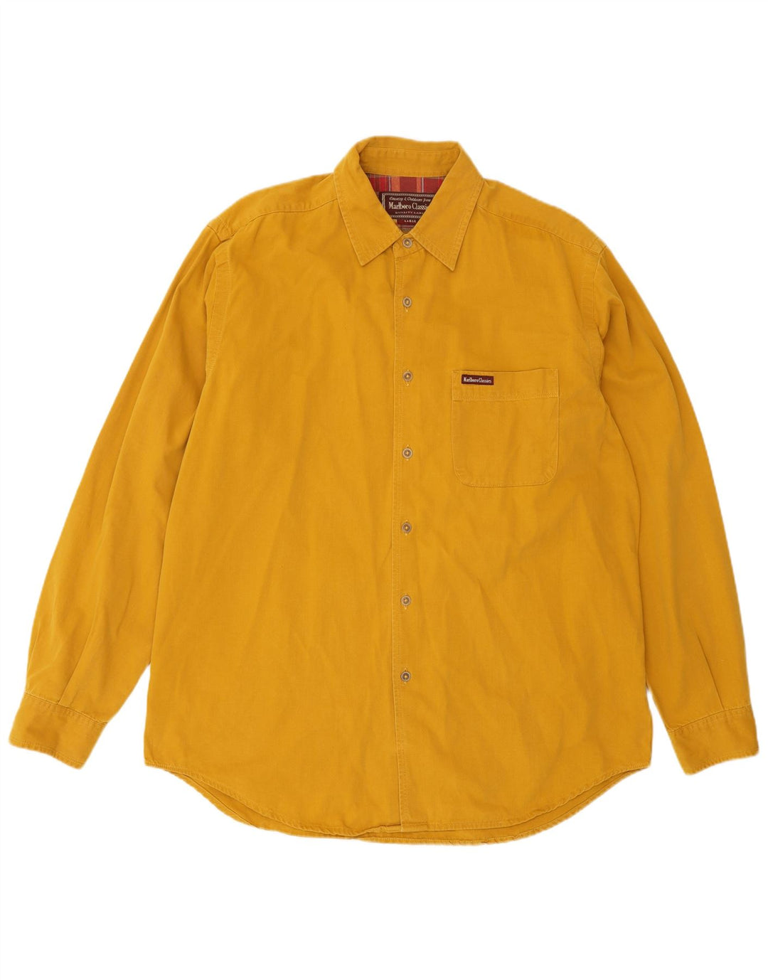 Marlboro Classics Mens Shirt Large Yellow Cotton