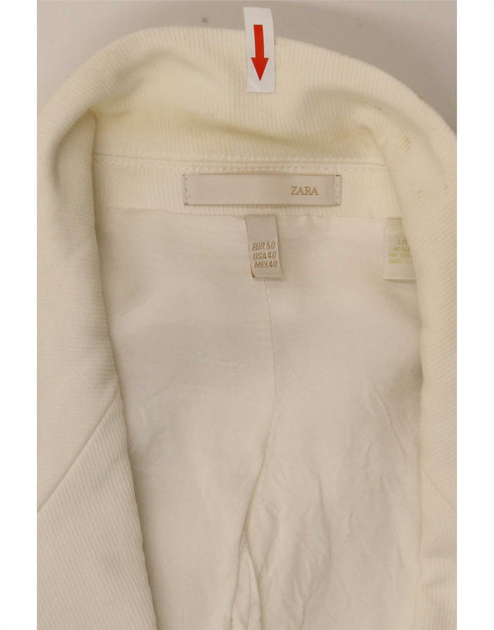 Zara Mens 2 Button Blazer Jacket EU 50 Medium White Cotton