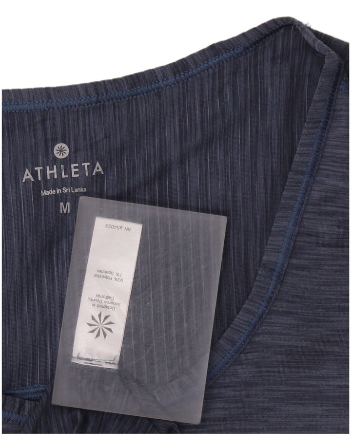ATHLETA Womens T-Shirt Top UK 12 Medium Navy Blue Flecked Polyester