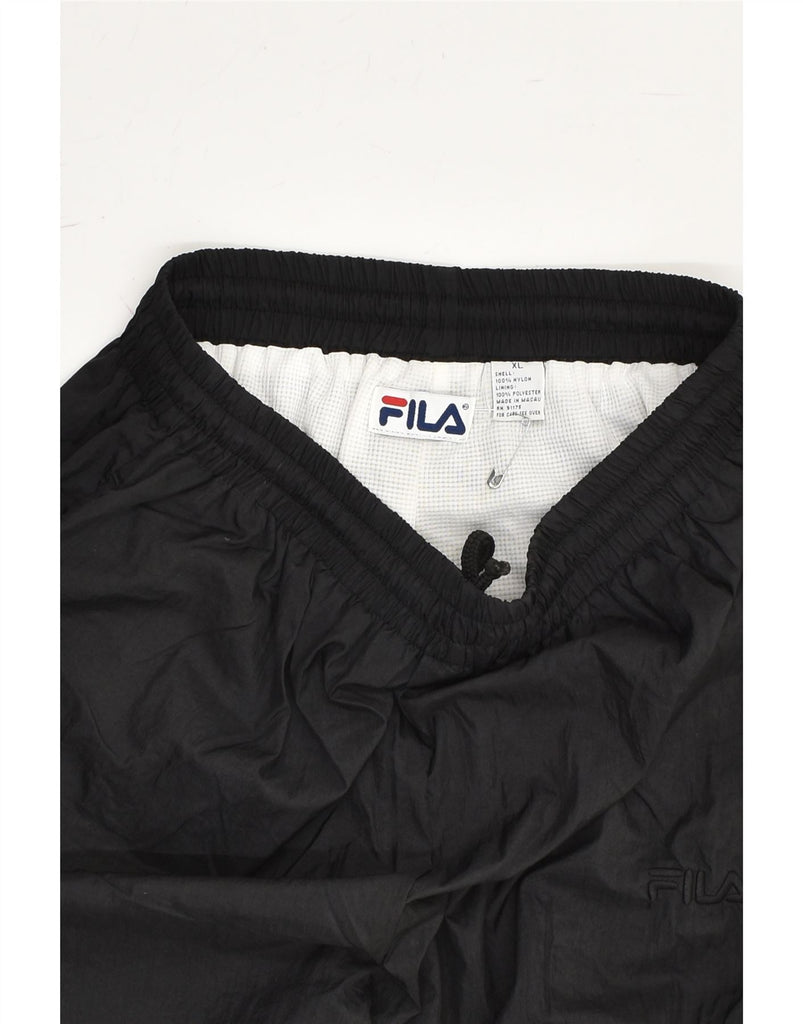 FILA Mens Tracksuit Trousers Joggers XL Black Nylon | Vintage Fila | Thrift | Second-Hand Fila | Used Clothing | Messina Hembry 