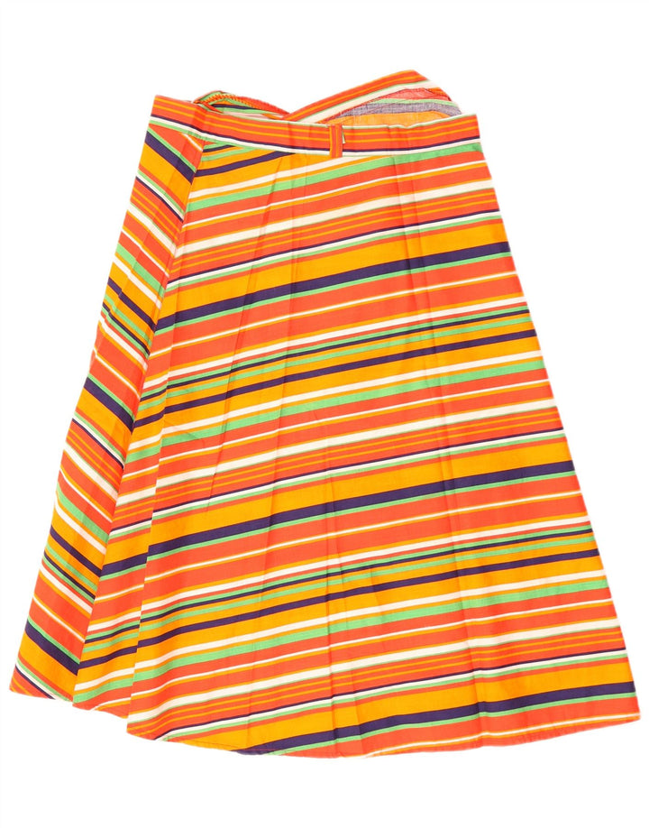 VINTAGE Womens Wrap Skirt W32 Large Multicoloured Striped Cotton