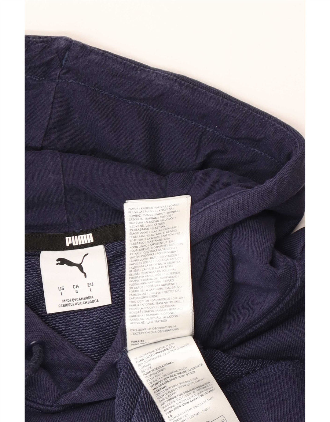 Puma Mens Hoodie Jumper Large Navy Blue Cotton