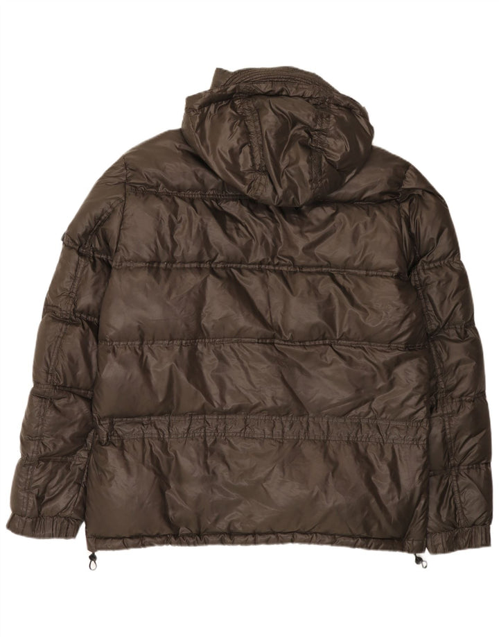 Blauer Mens Hooded Padded Jacket UK 46 3XL Brown Polyamide