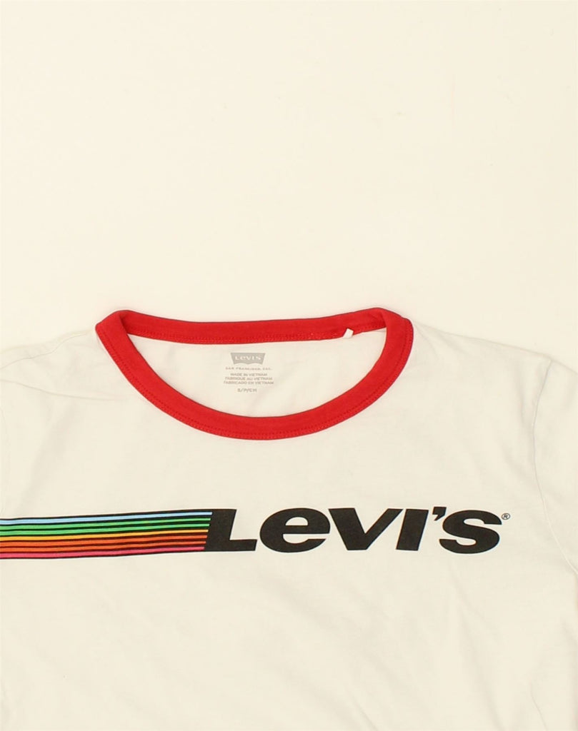 LEVI'S Womens Graphic T-Shirt Top UK 8 Small White Cotton | Vintage Levi's | Thrift | Second-Hand Levi's | Used Clothing | Messina Hembry 