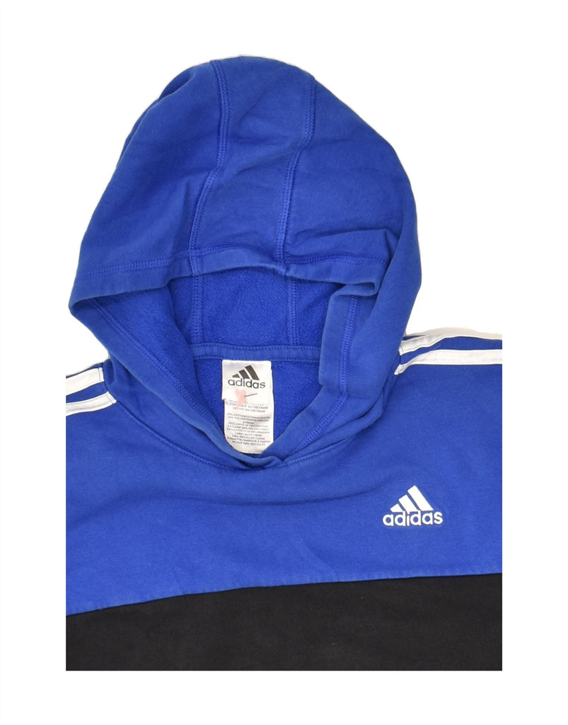 ADIDAS Boys Graphic Hoodie Jumper 14-15 Years Large Blue Colourblock | Vintage Adidas | Thrift | Second-Hand Adidas | Used Clothing | Messina Hembry 