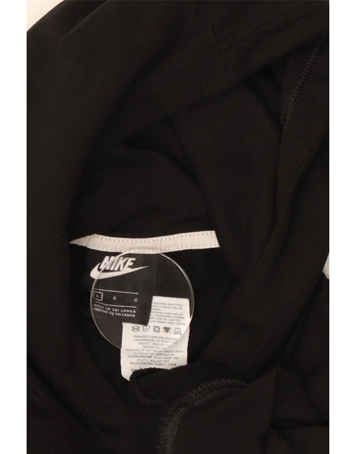 Nike Womens Swoosh Graphic Oversized Hoodie Jumper UK 14 Large Black