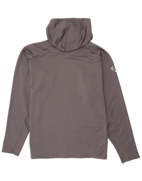 Nike Mens Dri Fit Hooded Graphic Top Long Sleeve UK 42/44 Large Grey