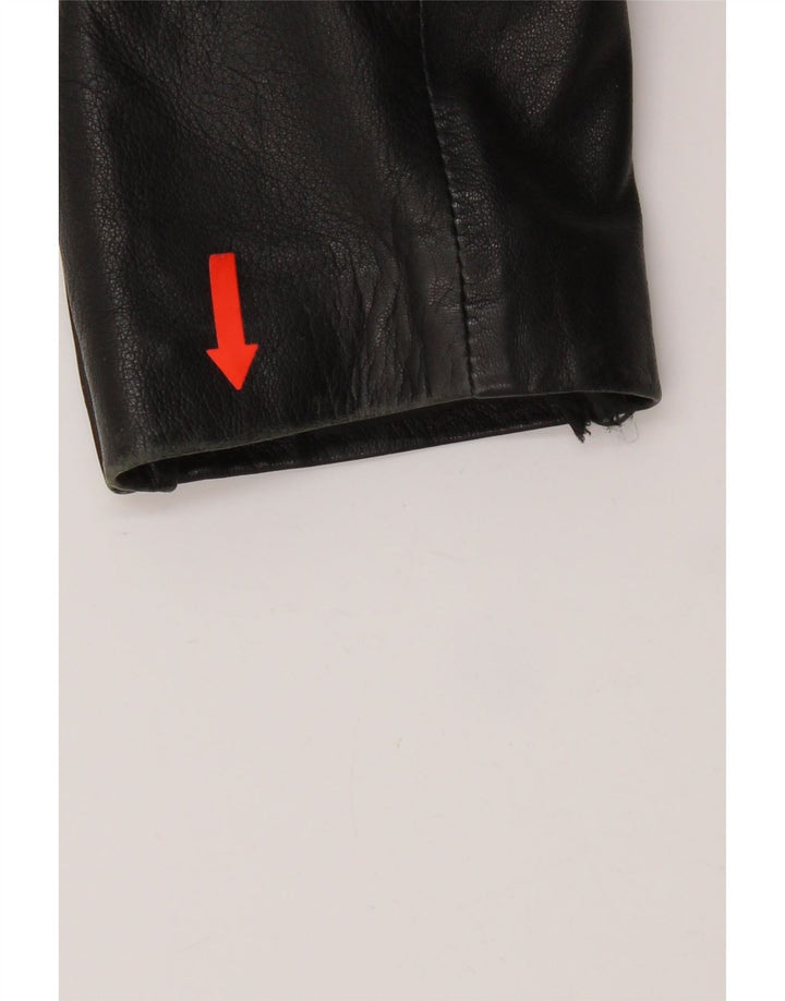 Vintage Womens 3 Button Leather Blazer Jacket IT 48 XL Black Leather